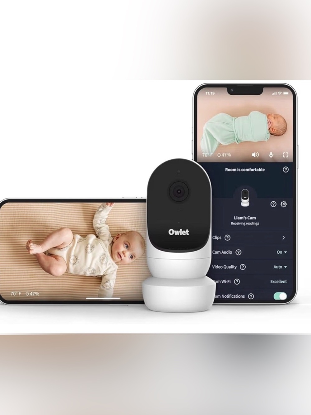 Owlet 2 Smart Baby Monitor Camera in Black & White